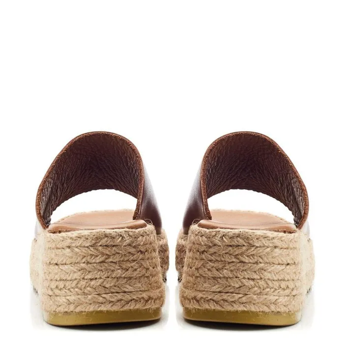 Women Moda In Pelle Slider Sandals Shoon Sh Astrid Tan Leather