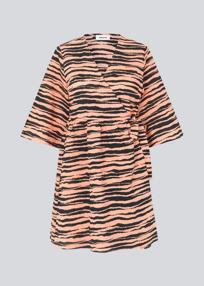 Women Modstrm Dresses DasiaMD Print Wrap Dress Tiger Peach Women Modstrm Dresses DasiaMD Print Wrap Dress Tiger Peach
