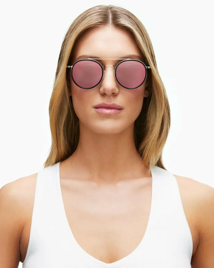 Women Monaco Round Sunglasses Shiny Black Ramy Brook Swimwear Women Monaco Round Sunglasses Shiny Black Ramy Brook Swimwear