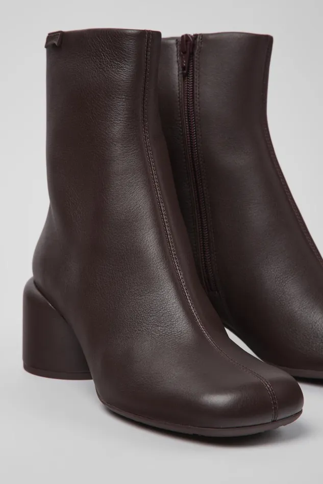 Women Niki Burgundy Leather Boots Camper Ankle Boots