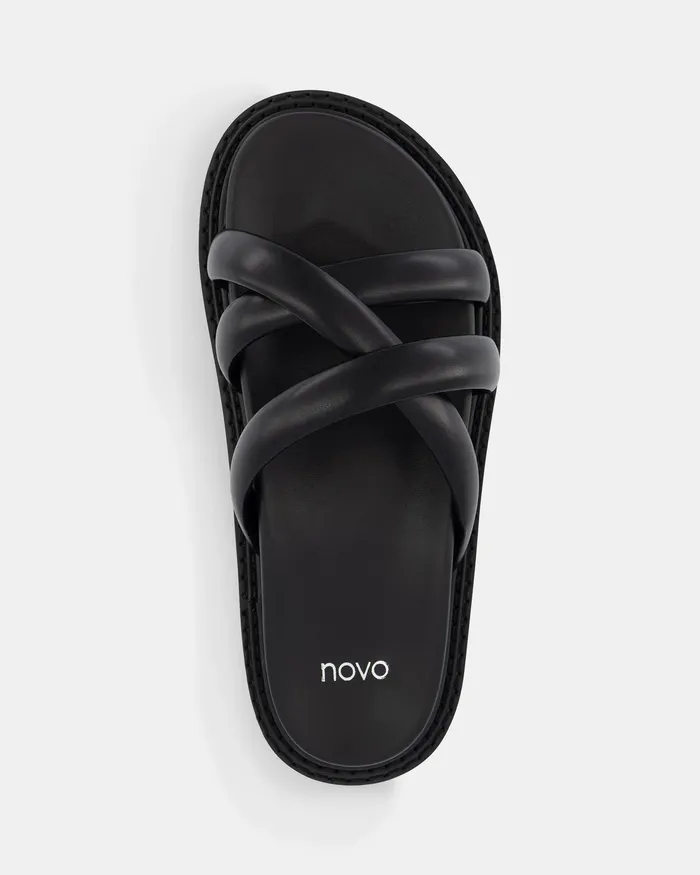 Women NOVO Shoes TALIRA BLACK Sandals Slides