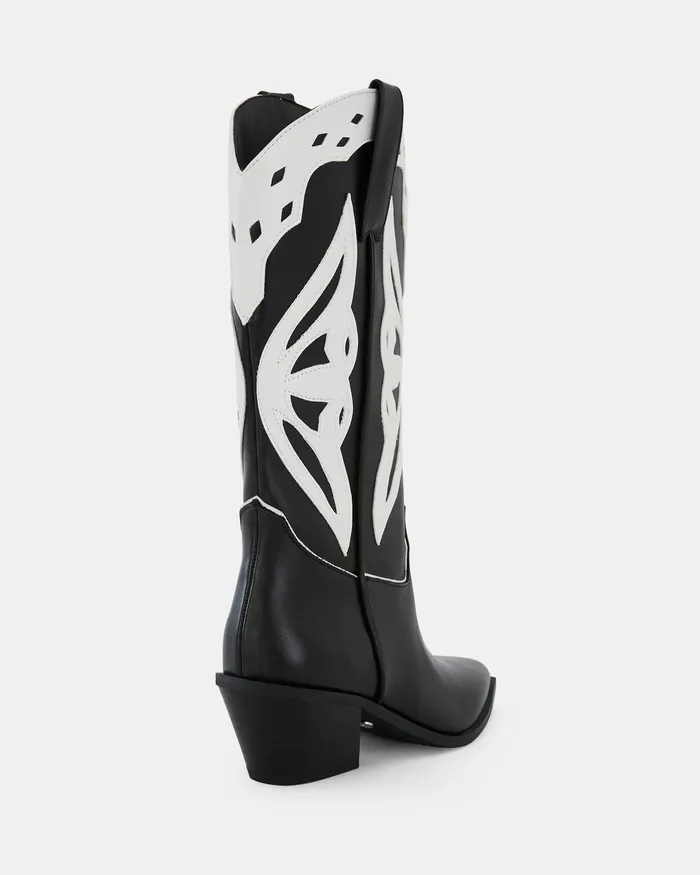 Women NOVO Shoes YEEHAW BLACK MULTI Slip On Boots Cowboy Boots