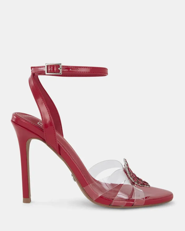 Women NOVO Shoes ZAMORE RED Open Toe Heels Stilettos