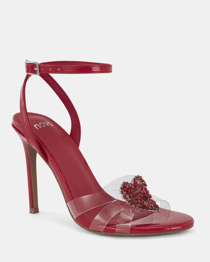 Women NOVO Shoes ZAMORE RED Open Toe Heels Stilettos