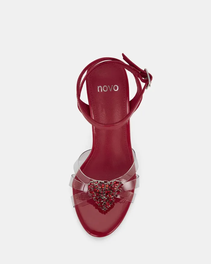 Women NOVO Shoes ZAMORE RED Open Toe Heels Stilettos