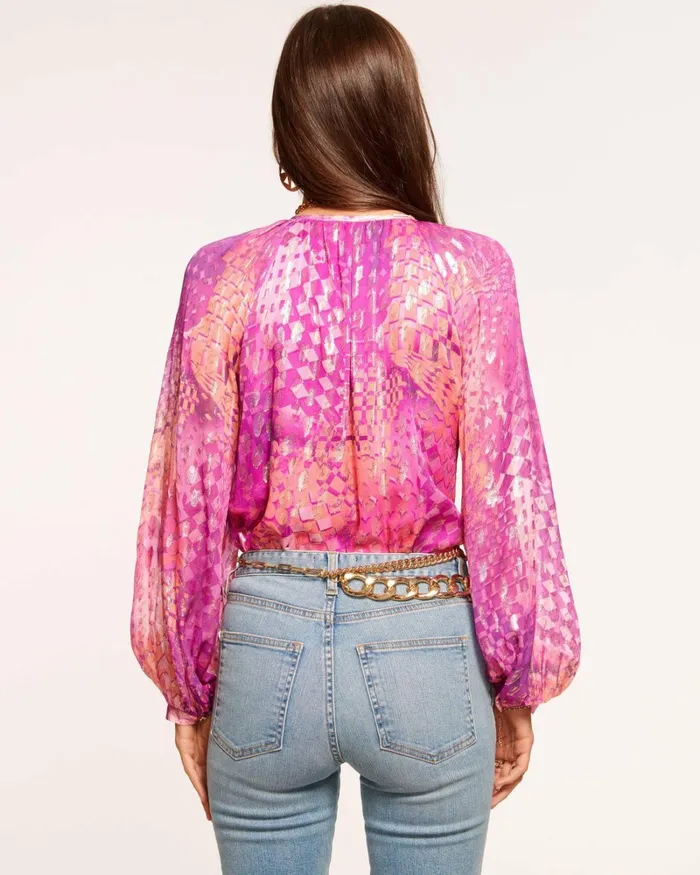 Women Oaklynn Button Down Blouse Pink Kaleidoscope Ramy Brook Tops Women Oaklynn Button Down Blouse Pink Kaleidoscope Ramy Brook Tops