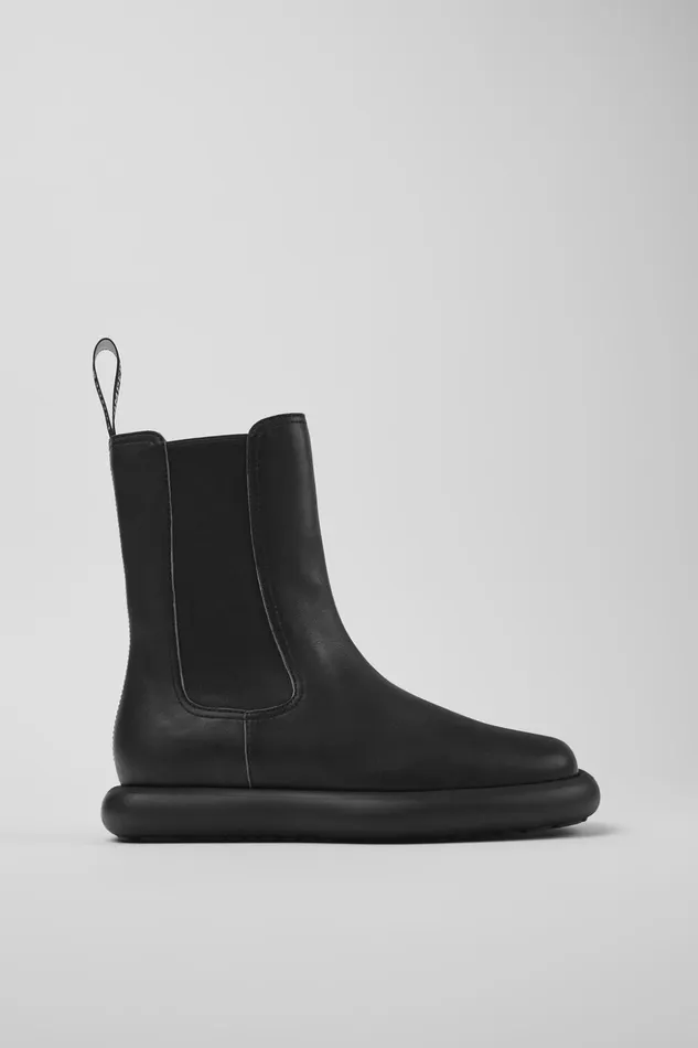 Women Onda Black Leather Boots Camper Ankle Boots