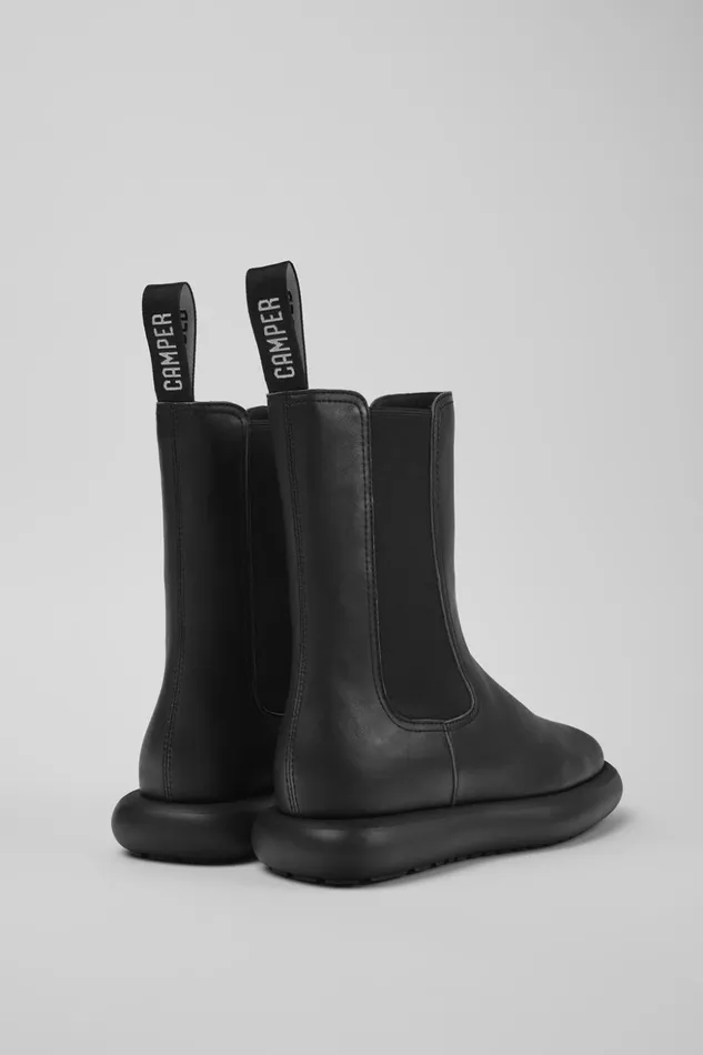 Women Onda Black Leather Boots Camper Ankle Boots