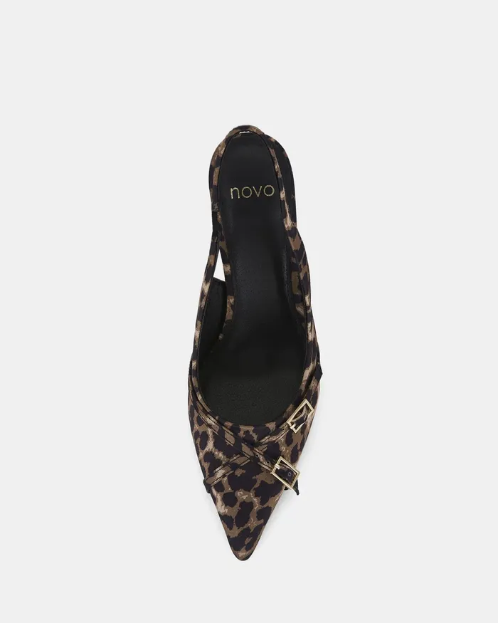 Women Party NOVO Shoes IGGI Leopard Closed Toe Heels