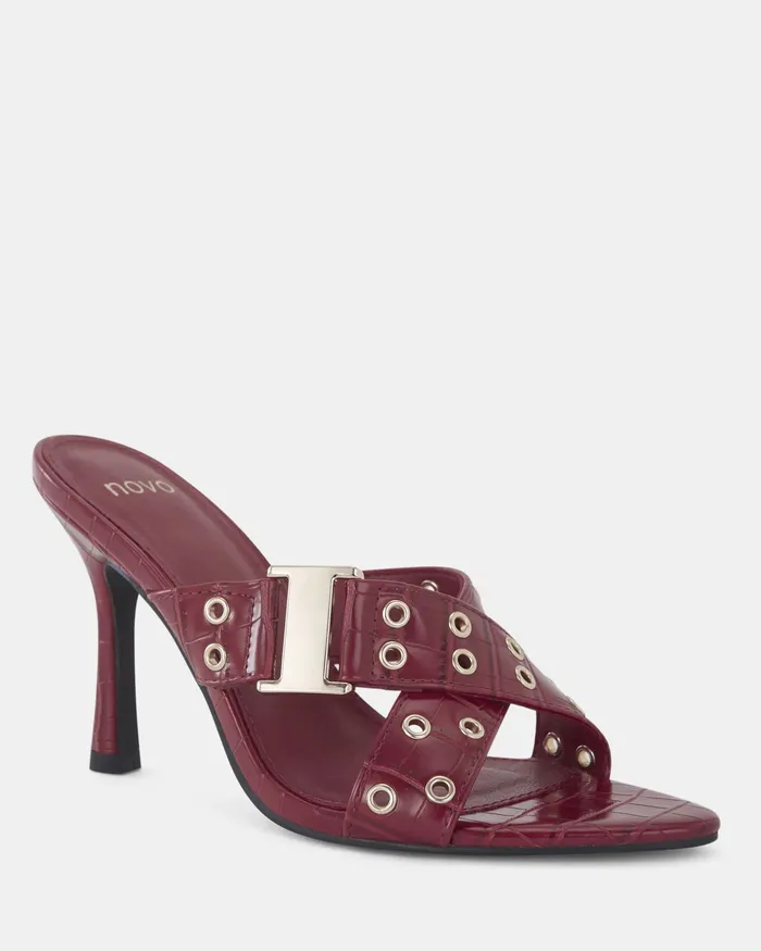 Women Party NOVO Shoes NOLA RED CROC Mules