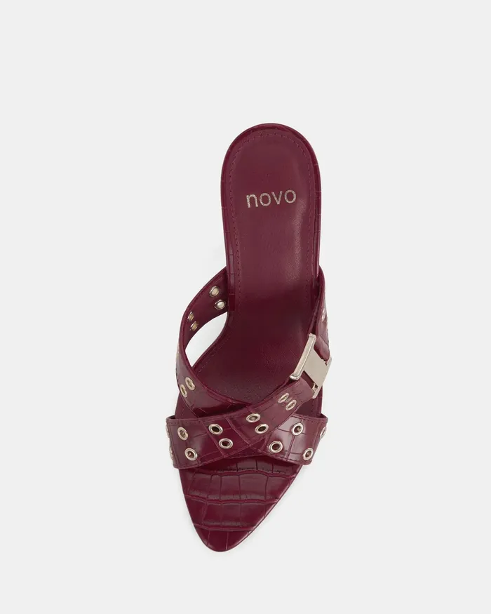Women Party NOVO Shoes NOLA RED CROC Mules