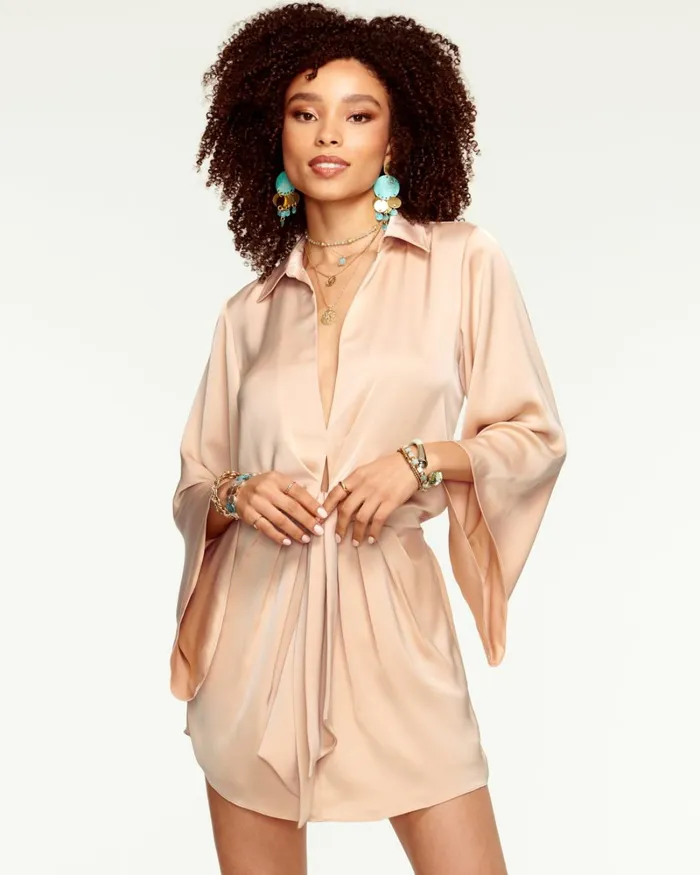 Women Penny Bell Sleeve Mini Dress Sandstone Ramy Brook Dresses Women Penny Bell Sleeve Mini Dress Sandstone Ramy Brook Dresses