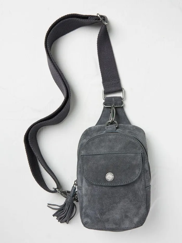 Women Phone Bags Fat Face Grey Suede Belt Bag