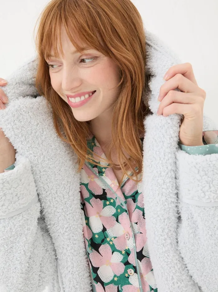 Women Pyjamas and Nightwear Fat Face Grey Snuggle Dressing Gown