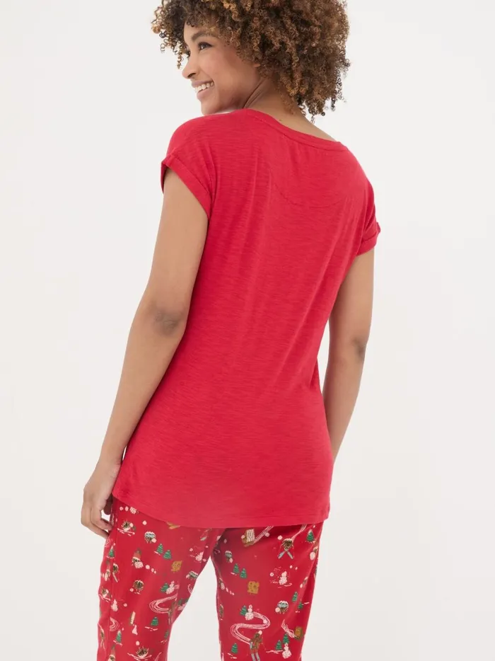 Women Pyjamas and Nightwear Fat Face Red Christmas Pudding Graphic TShirt