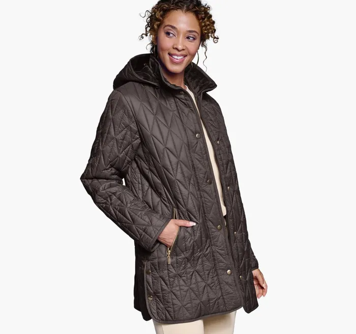 Women Quilted Coat Dark Brown JohnstonandMurphy Coats Jackets and Vests Women Quilted Coat Dark Brown JohnstonandMurphy Coats Jackets and Vests