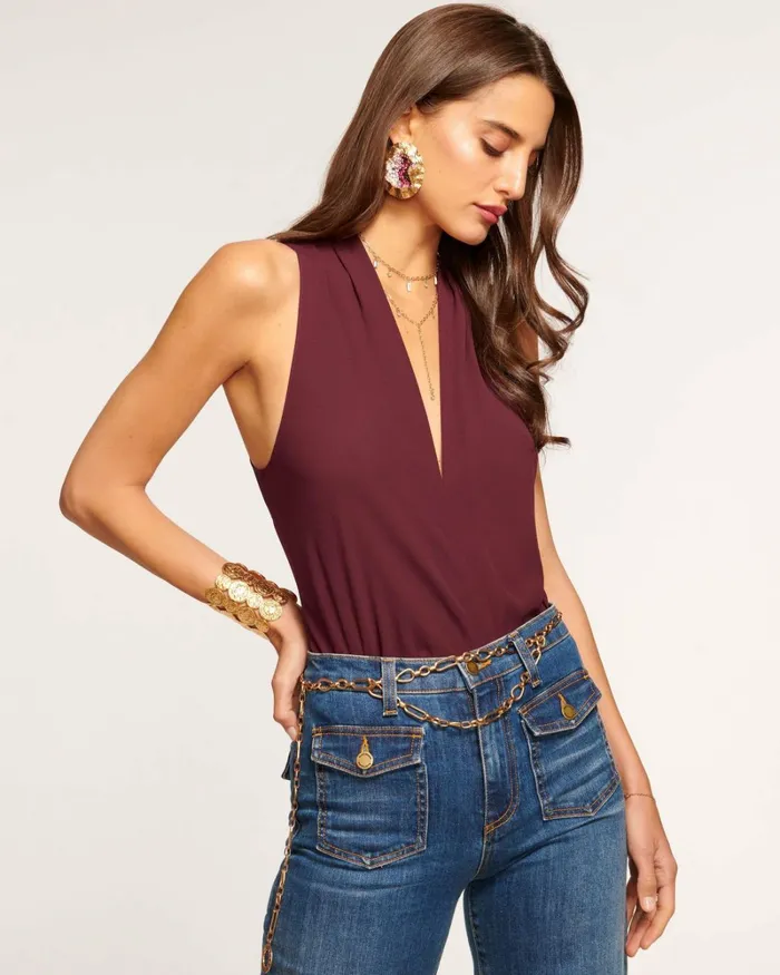 Women Samantha VNeck Tank Top Black Ramy Brook Tops