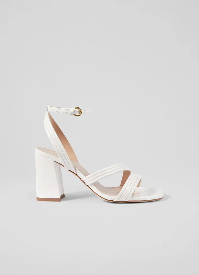 Women Sandals LKBennett Edita Pearl Strap Block Heel Pearl