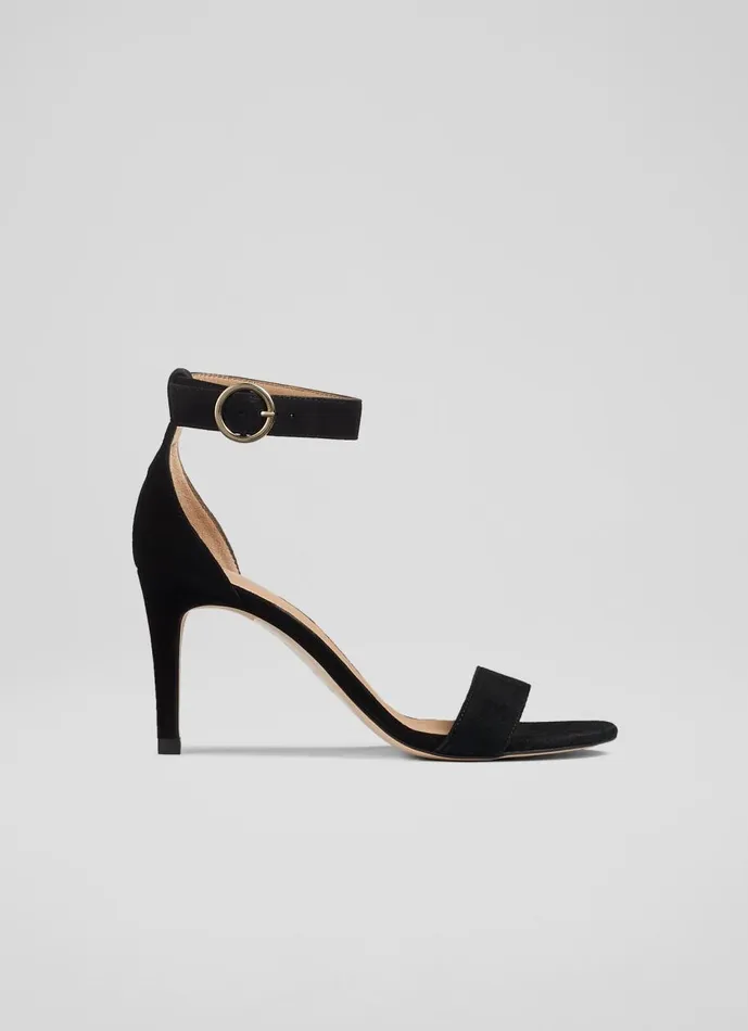 Women Sandals LKBennett Ivy Black Suede Single Strap Sandals Black