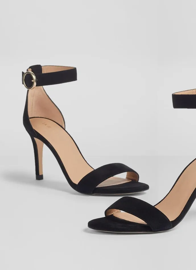 Women Sandals LKBennett Ivy Black Suede Single Strap Sandals Black Women Sandals LKBennett Ivy Black Suede Single Strap Sandals Black