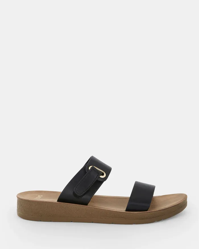 Women SARAI BLACK Sandals Flat Sandals NOVO Shoes