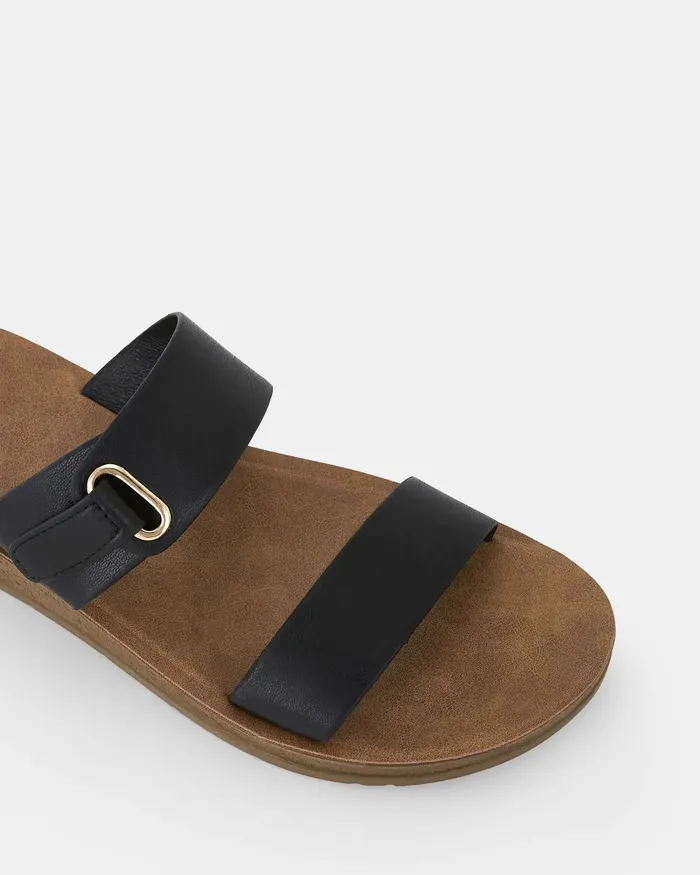 Women SARAI BLACK Sandals Flat Sandals NOVO Shoes