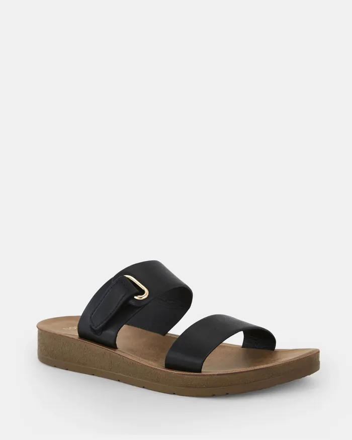 Women SARAI BLACK Sandals Flat Sandals NOVO Shoes