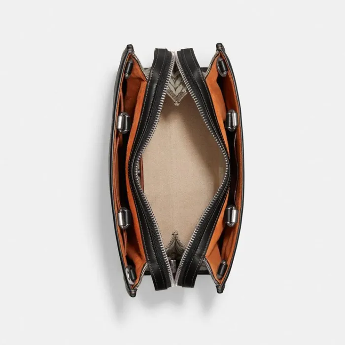 Women Satchels and Top Handles Coach Rogue In Signature Textile Jacquard Silvercocoa Black