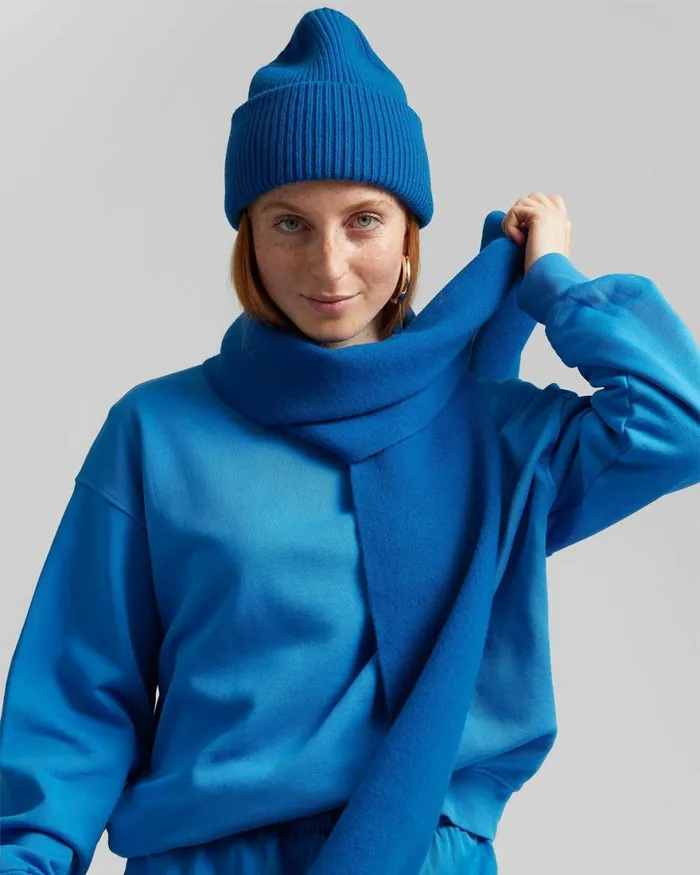Women Scarves Colorful Standard Merino Wool Scarf Marine Blue