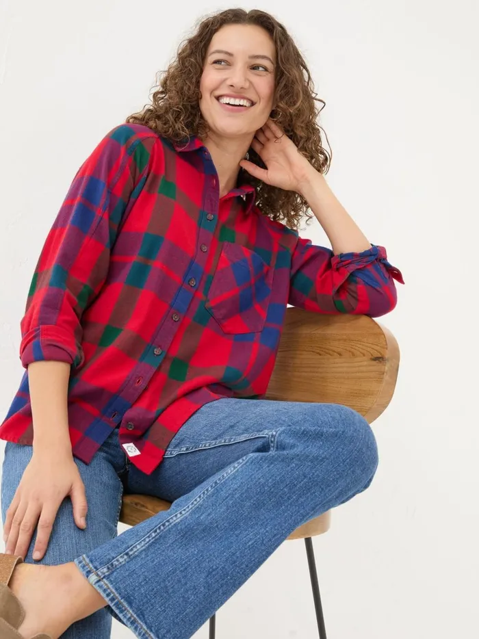 Women Shirts and Blouses Fat Face Red Bessie Check 100 Cotton Shirt Women Shirts and Blouses Fat Face Red Bessie Check 100 Cotton Shirt