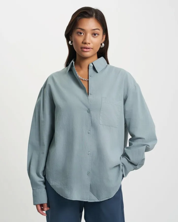 Women Shirts Colorful Standard Organic Oversized Shirt Oyster Grey