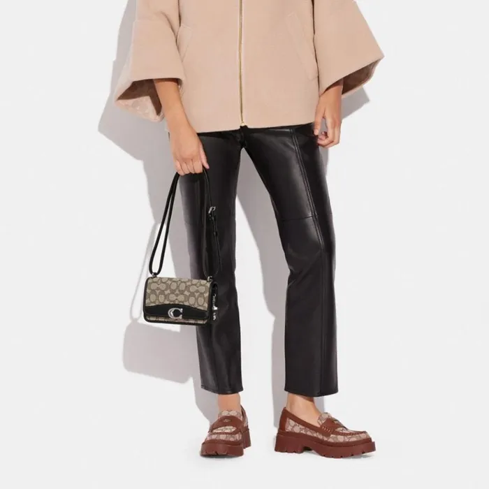 Women Shoulder Bags and Hobos Coach Bandit Crossbody In Signature Textile Jacquard Silvercocoa Black