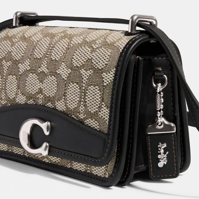 Women Shoulder Bags and Hobos Coach Bandit Crossbody In Signature Textile Jacquard Silvercocoa Black