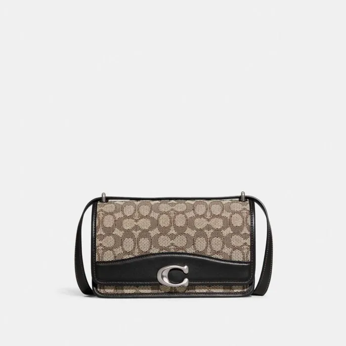 Women Shoulder Bags and Hobos Coach Bandit Shoulder Bag In Signature Textile Jacquard Silvercocoa Black Women Shoulder Bags and Hobos Coach Bandit Shoulder Bag In Signature Textile Jacquard Silvercocoa Black
