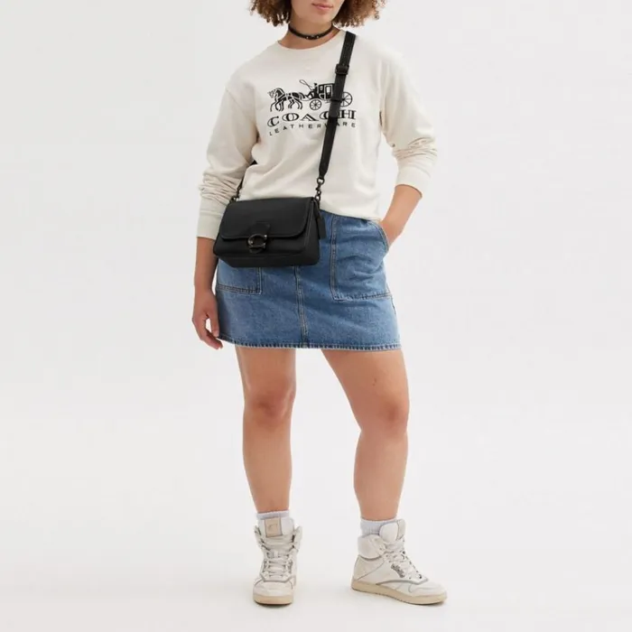 Women Shoulder Bags and Hobos Coach Soft Tabby Shoulder Bag Pewterblack