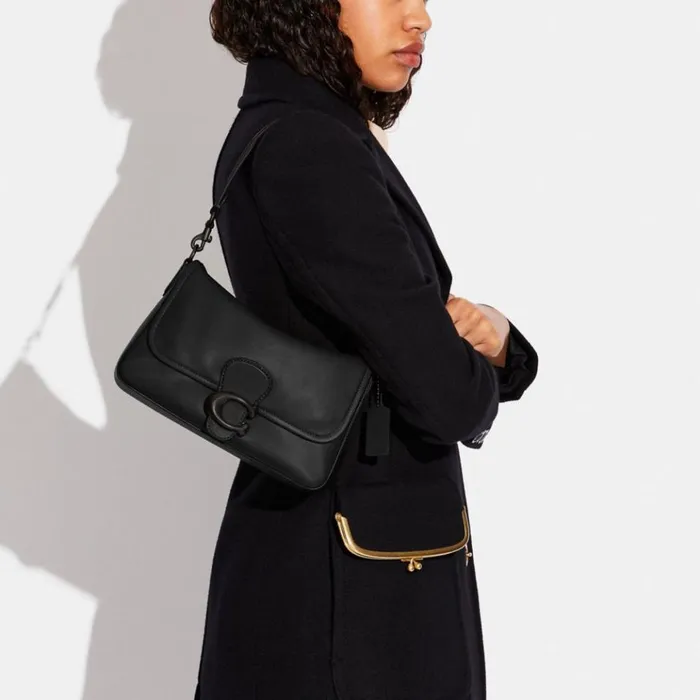 Women Shoulder Bags and Hobos Coach Soft Tabby Shoulder Bag Pewterblack