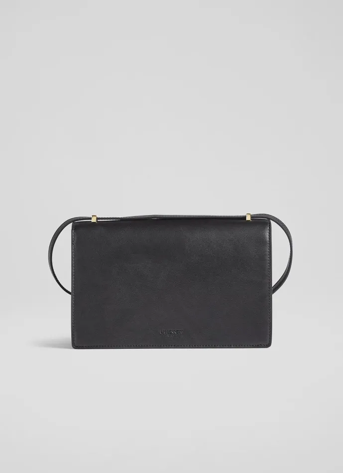 Women Shoulder Bags LKBennett Ottie Black Vegan Leather Shoulder Bag