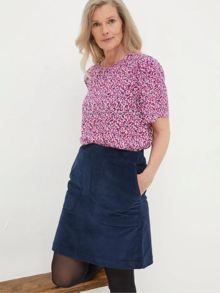Women Skirts Fat Face Blue Eliza Cord Skirt