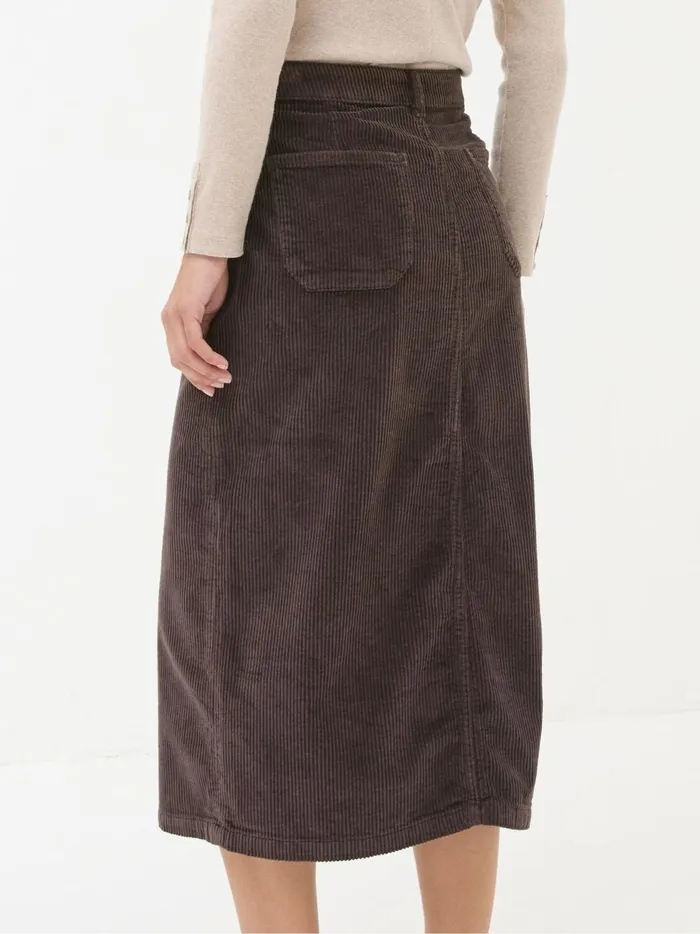 Women Skirts Fat Face Carla Dark Brown Cord Midi Skirt