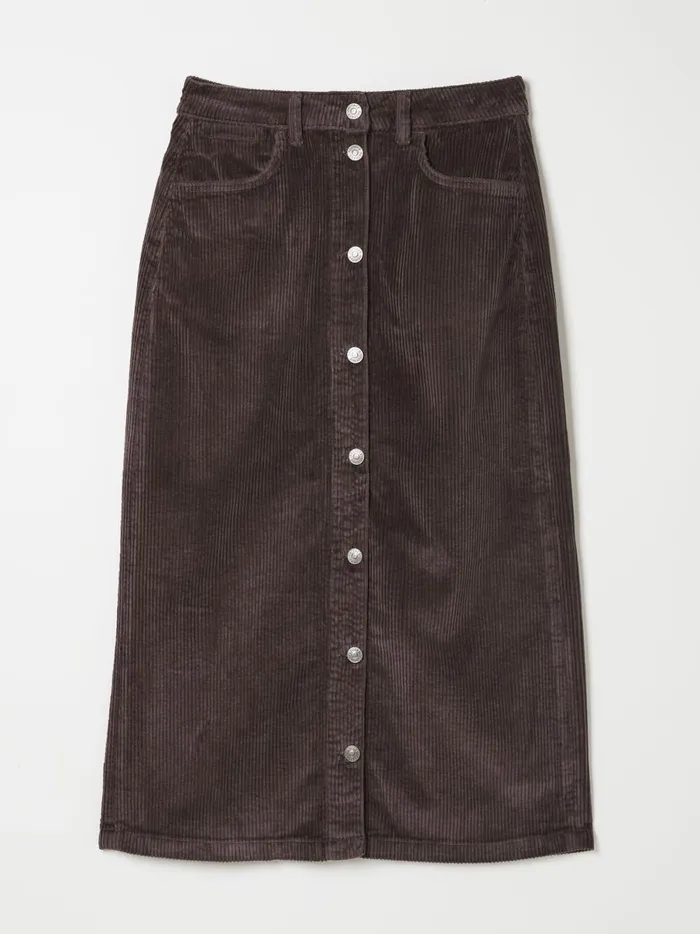 Women Skirts Fat Face Carla Dark Brown Cord Midi Skirt