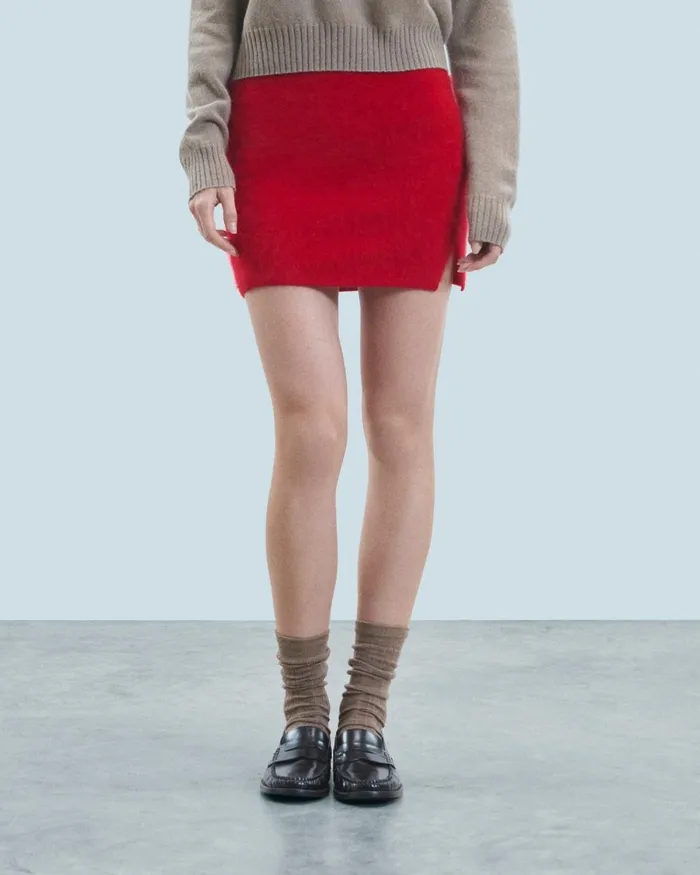 Women Skirts From Future Mini Skirt In Brushed Cashmere Hot Red