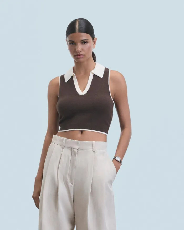 Women Sleeveless Sweaters From Future Bicolor Sleeveless Sweater Chocolate