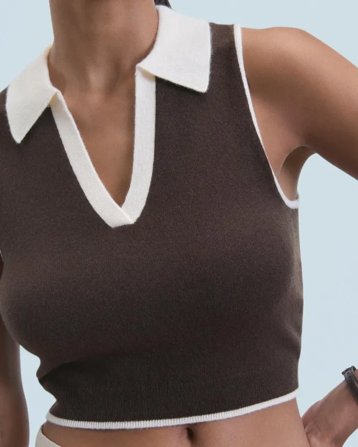 Women Sleeveless Sweaters From Future Bicolor Sleeveless Sweater Chocolate