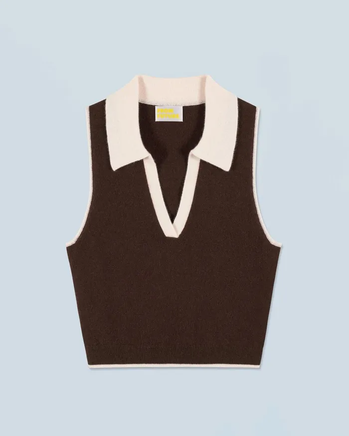 Women Sleeveless Sweaters From Future Bicolor Sleeveless Sweater Chocolate