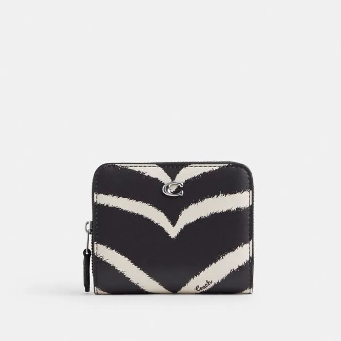Women Small Wallets Coach Billfold Wallet With Zebra Print Silverzebra