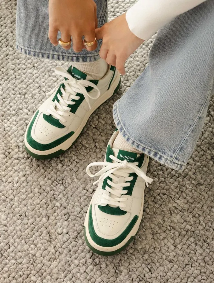 Women Sneakers Bobbies Miley Off White and Imperial Green