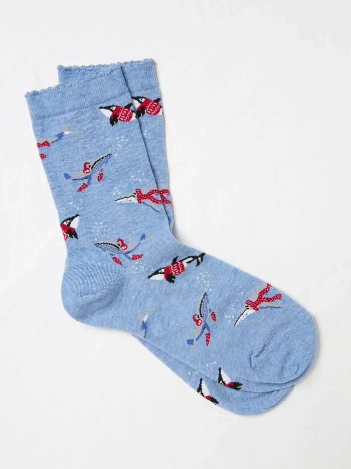 Women Socks and Tights Fat Face Blue Wilson The Whale Shelter Socks 1 Pack