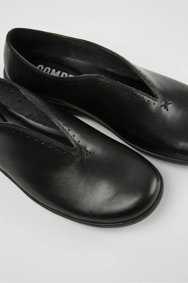 Women Spiral Comet Black Casual Leather Shoes Camper Flat Shoes