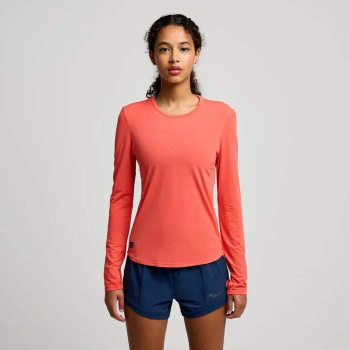 Women Stopwatch Long Sleeve Cayenne Heather Saucony Tops