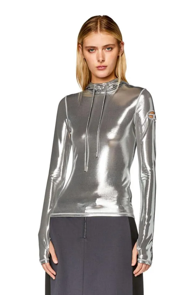 Women TMetalL1 Silver Diesel Tshirts And Tops Women TMetalL1 Silver Diesel Tshirts And Tops